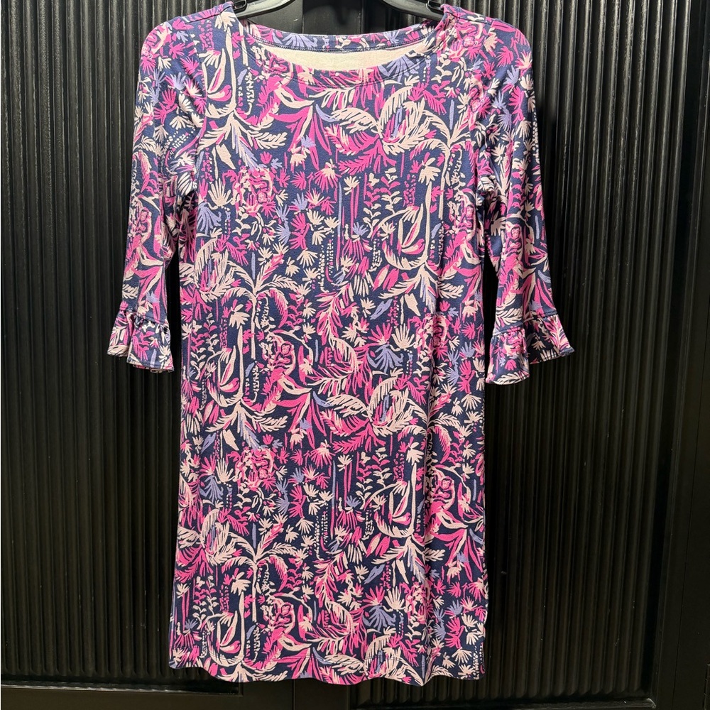 Lilly Pulitzer Pink and Navy Logo-Print Top